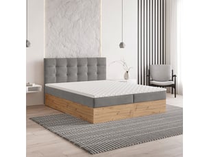 Lit avec rangement 140x200 cm <strong>MASSENO</strong>  <strong></strong> coloris gris