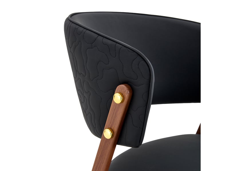  Lot de 2 chaises de salle à manger 51x49x78 cm noires en pu, dossier ergonomique et pieds en métal  - Conforama E