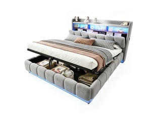 Lit coffre 180x200 cm LPOSPI   coloris gris