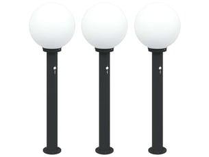 Lot de 3 borne lumineuse avec détecteur 80 cm noir ip44