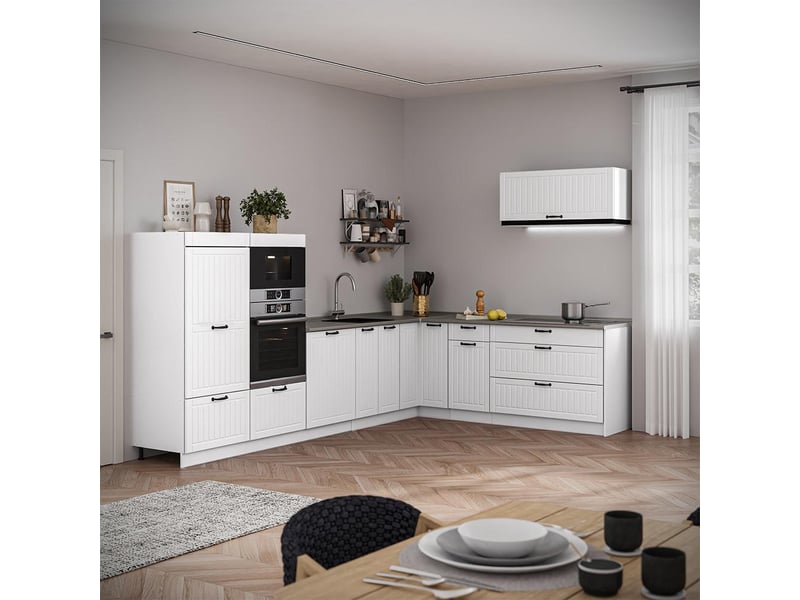  Vicco cuisine en angle, blanc campagneblanc, 327 x 227 cm sans pt  - Conforama C