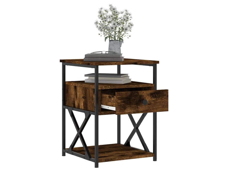  Table de chevet - cabinet de chevet - table de nuit chêne fumé 40x42x55 cm bois d'ingénierie  - Conforama C