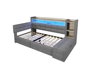 Lit banquette 90x190 cm BGSRYAO coloris gris
