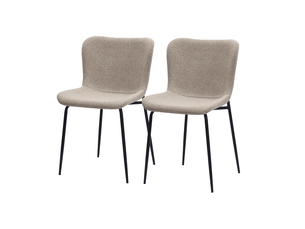 Lot de 2 chaises de salle à manger modernes en tissu et métal kaki