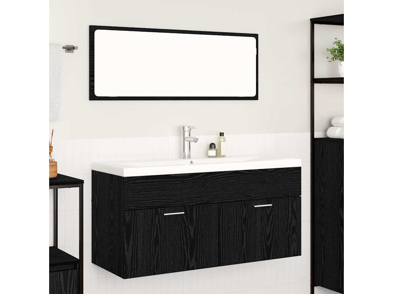 Armoire de salle de bain, cabinet de salle de bain chêne noir 100 x 38,5 x 46 cm cf65067 - Conforama D