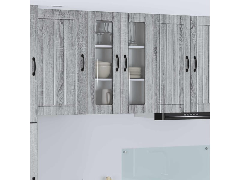 Meuble mural de cuisine, cabinet en verre mural sonoma gris 60x31x80cm - Conforama B