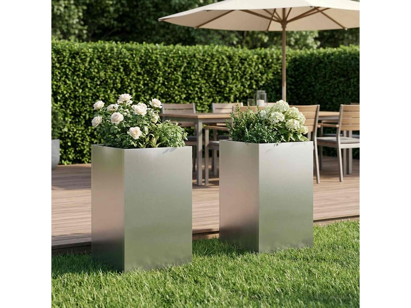 Jardinière - cache-pot de jardin 2 pcs argenté 40 x 40 x 50 cm - Conforama B