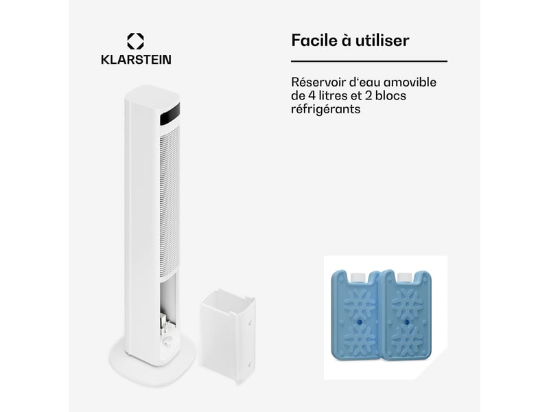 Klarstein mistral rafraîchiseur d'air connecté à eau 365 m³h 35 m² 3 modes 36 w blanc - Conforama E