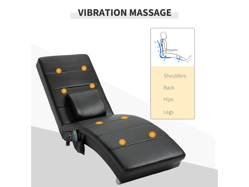Fauteuil relax massant noir, 8 points, fauteuil inclinable sans accoudoirs avec coussin lombaire pour salon - Conforama D