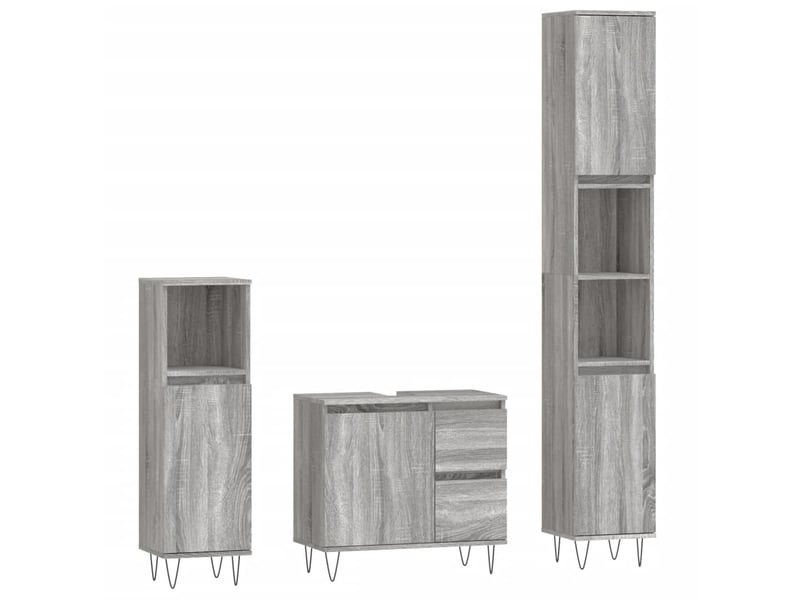 Ensemble de meubles de salle de bain 3 pcs sonoma gris cf63814 - Conforama A