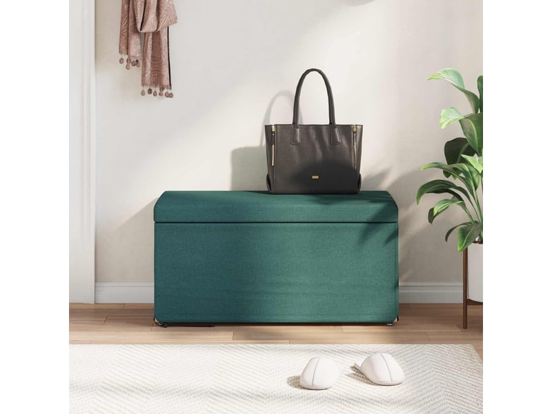  Tabouret bas, ottoman vert foncé 81x41x40 cm tissu et bois stratifié  - Conforama C