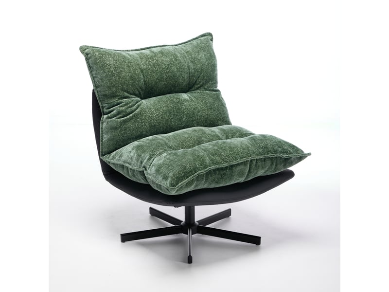  Fauteuil relax pivotant,81 cm,dossier réglable 3 positions,chenille,vert foncé et noir  - Conforama A
