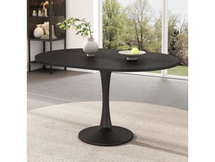 Table extensible ovale noire 100-140 x 100 cm