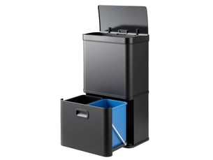 Poubelle en acier inoxydable 41 x 26 x 74 cm capteur de mouvement grande capacité 56l design fonctionnel en inox noir 20_0013243