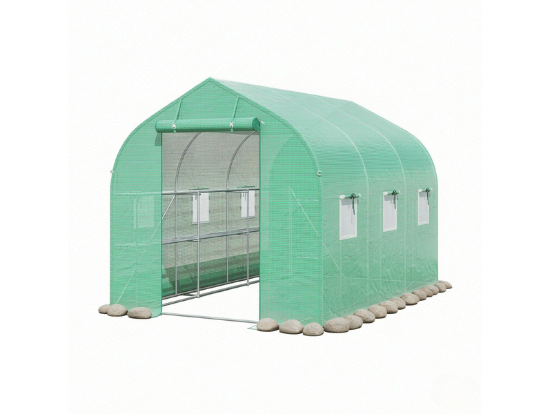  Serre tunnel 198x293x194 cm 6 fenêtres métal verte  - Conforama A
