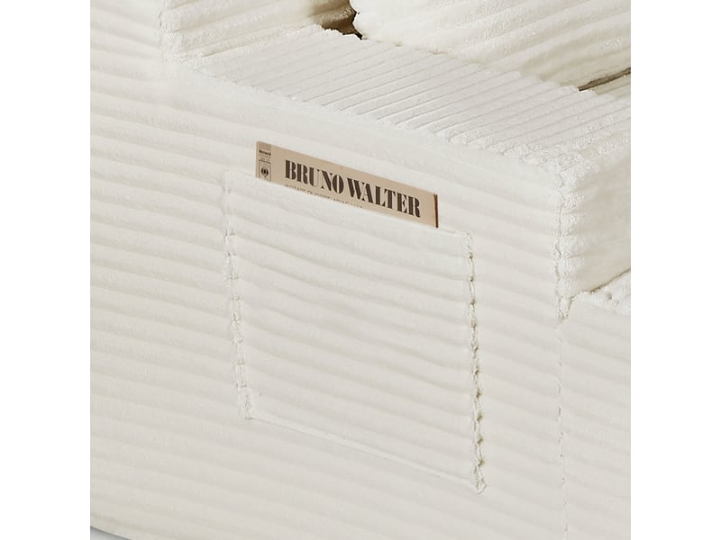  Canapé d’angle 4 places beige clair en velours côtelé, style nuage avec méridienne droite, modulable et convertible  - Conforama E