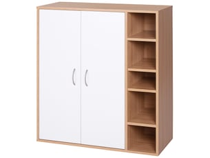 Étagère à chaussures murale mince, meuble multifonctionnel avec 2 portes et étagères réglables pour chambre et entrée, en bois, 80 x 32 x 91 cm