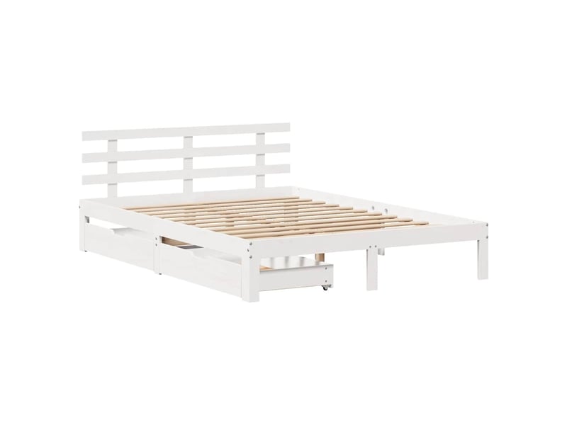  Lit double- lit adulte -  cadre de lit avec tiroirs sans matelas blanc 160x200 cm  - Conforama B