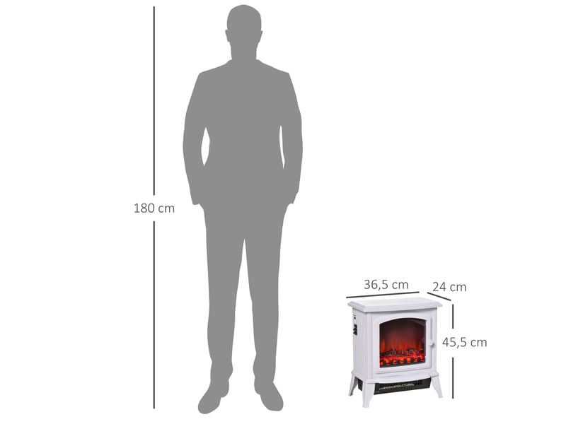  Cheminée électrique décorative blanche, chauffage 10002000 w pour 20 à 25 m²  - Conforama E