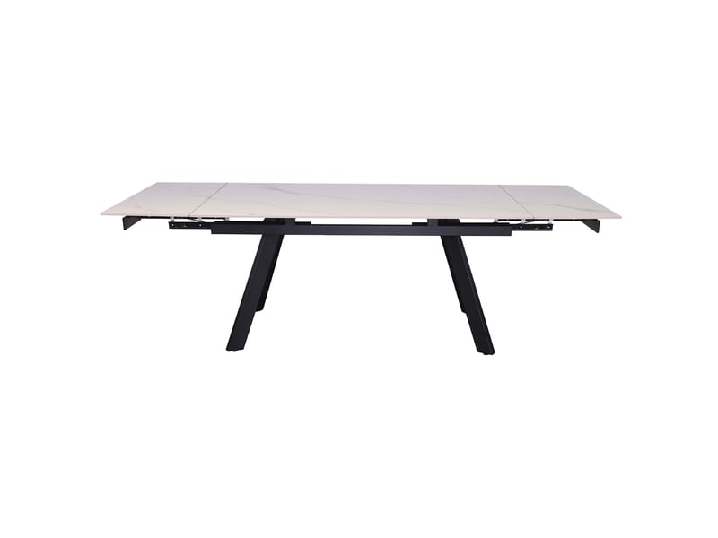Hera - table extensible en pierre frittée blanc pieds en métal noir 160-240 cm HERA-BLA - Conforama C