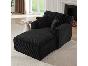 Méridienne modenvie convertible en velours côtelé noir 166 x 100 x 82 cm sans montage 1 place