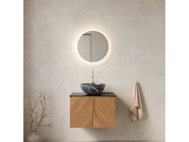  Meuble sous vasque suspendu avec vasque en céramique, 2 portes à fermeture douce, pour salle de bain, 61 × 50 × 55,1 cm  - Conforama D