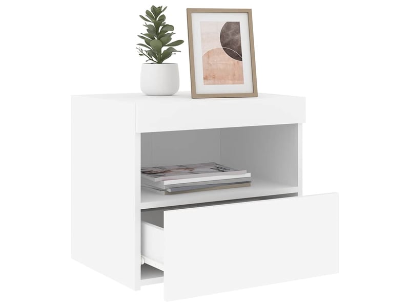  Lot de 2 tables de chevet - cabinet de chevet - table de nuit avec lumières led blanc 50x40x45 cm  - Conforama D