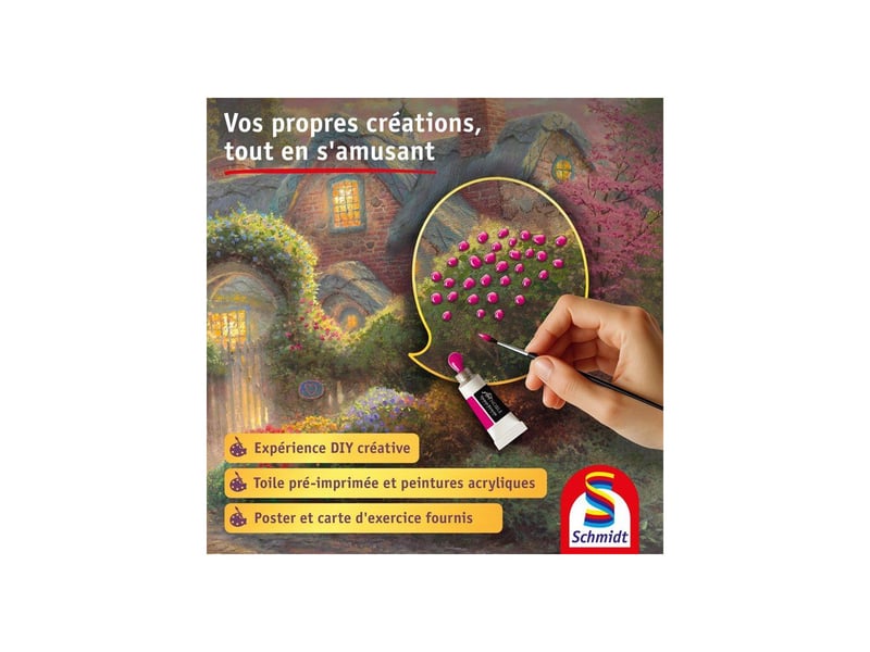  Kit de peinture sur toile preimprimée 50x40 cm cotage fleuri SCH4001504461652 - Conforama C