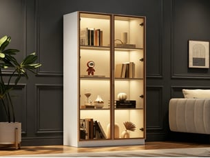 Vitrine coloris blanc 3 étagère(s) BIQZUYA  - 80 cmx160 cm