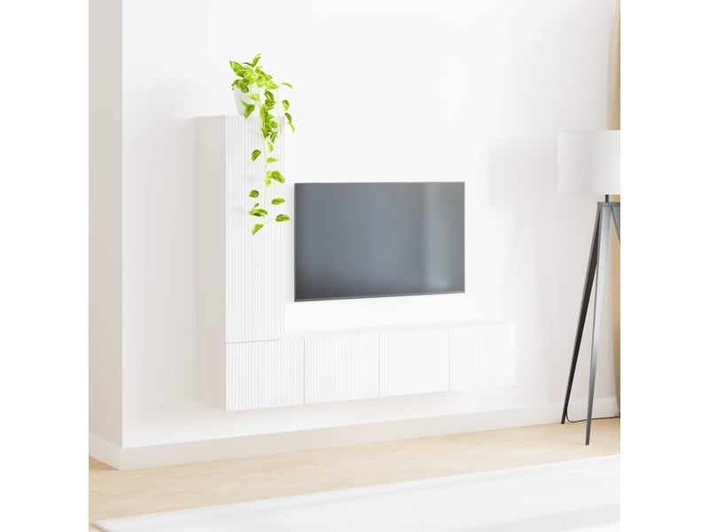  Ensemble meuble tv - banc tv - meuble de rangement 3 pcs blanc bois d'ingénierie  - Conforama D