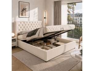 Lit coffre 140x190 cm <strong></strong>  <strong>3068012AAC</strong> coloris beige