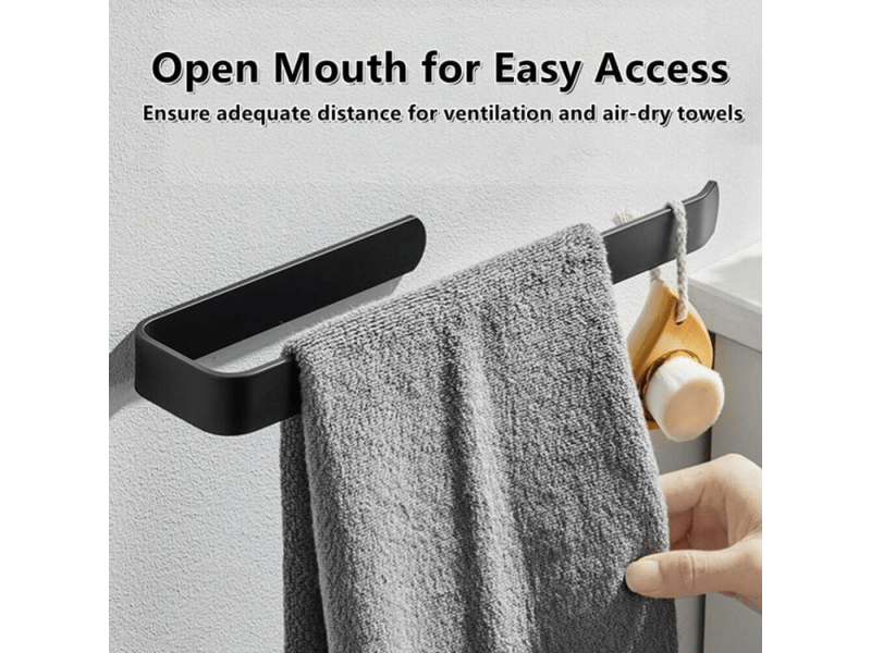  Porte-serviettes de salle de bain sans perçage, mural, anneau de rangement, porte-serviettes de bain, noir mat  - Conforama C