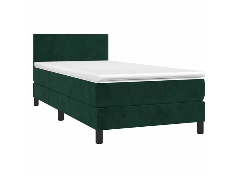 Lit simple, sommier à lattes de lit avec matelas et led vert foncé 80x200cm shl84418 - Conforama C