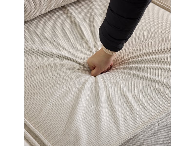 Canapé modulable d'angle beige tissu lin, structure bois et mousse ressorts, design contemporain élégant pour salon spacieux - Conforama E