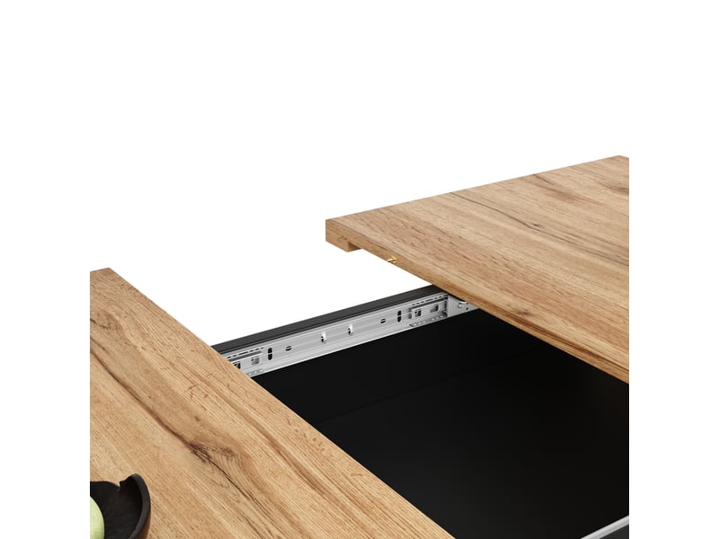 Table extensible (110)140x80x76 cm, design à motif ondulé unique, plateau réglable, style moderne, mdf, noir - Conforama R