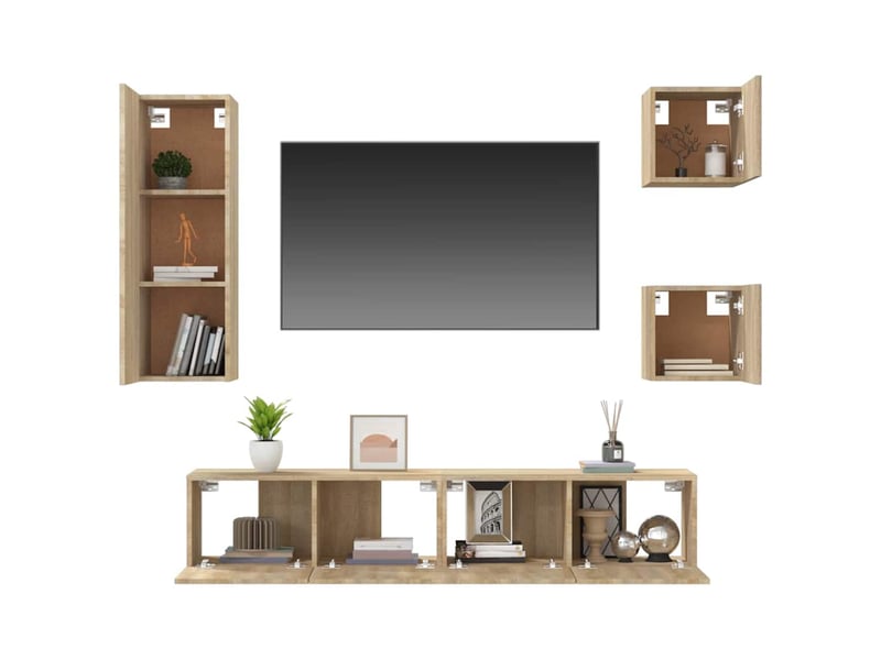  Ensemble de meubles tv 5 pcs chêne sonoma bois d'ingénierie shl81404  - Conforama E