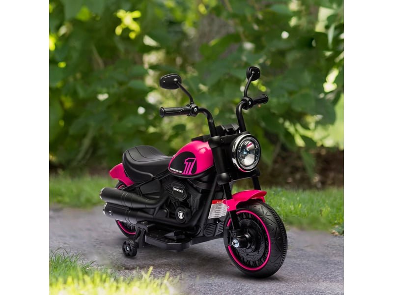 Moto électrique pour enfants de 18 à 36 mois avec roues et phare, 76 x 42 x 57 cm, rose et noir - Conforama D