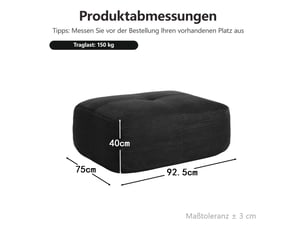 Pouf / repose pied  92.5x75x40cm noir