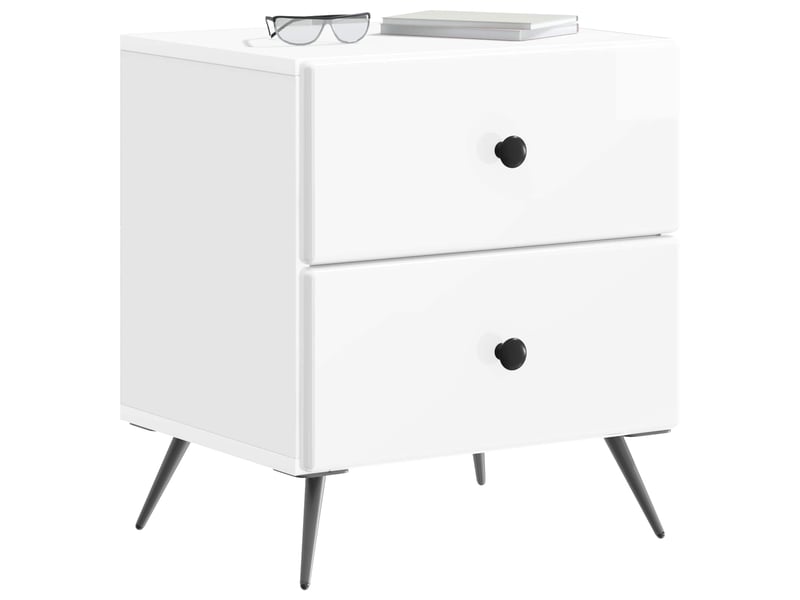  Table de chevet - cabinet de chevet - table de nuit 2 pièces blanc brillant 43 x 34,5 x 47,5 cm  - Conforama B