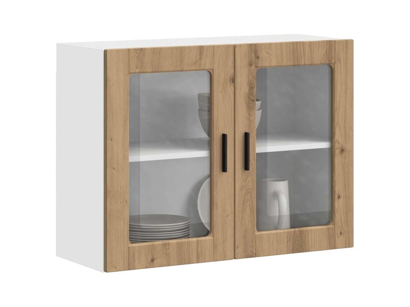  Armoire murale de cuisine porte en verre porto chêne artisanal shl5161  - Conforama D