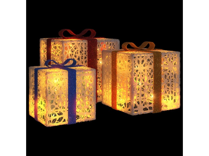  Boîtes de noël lumineuses 3 pcs 64 led blanc chaud  - Conforama C
