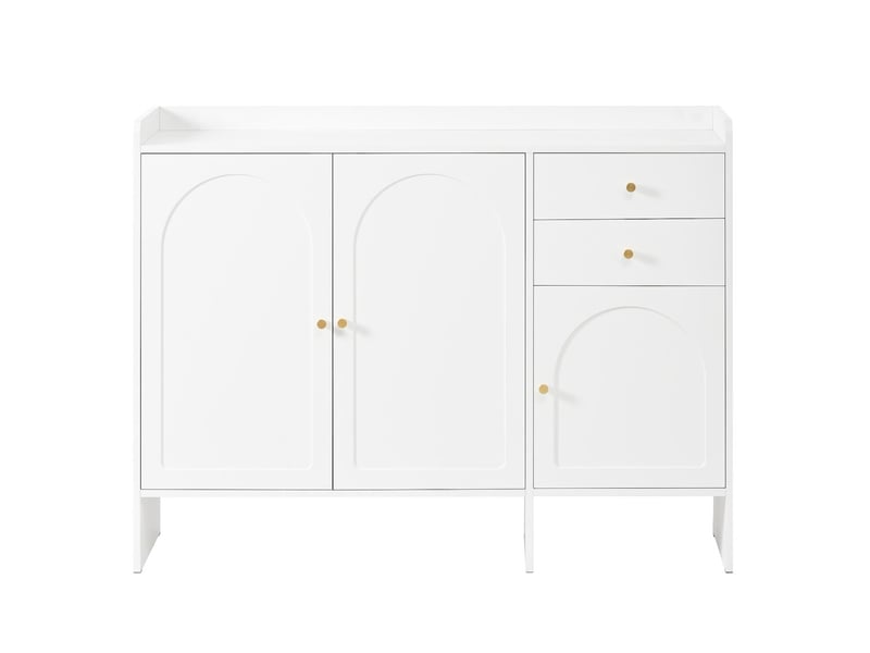  Meuble à chaussures 3 portes 2 tiroirs mdf et panneau de particules blanc 120x35x90 cm - pangivo  - Conforama A