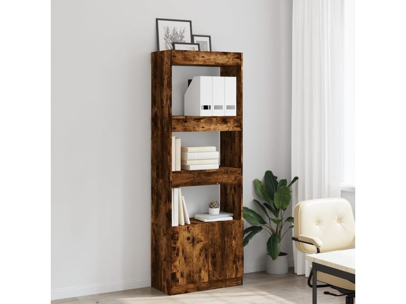  Buffet haut, meuble de rangement 63x33x180 cm chêne fumé bois d'ingénierie  - Conforama C
