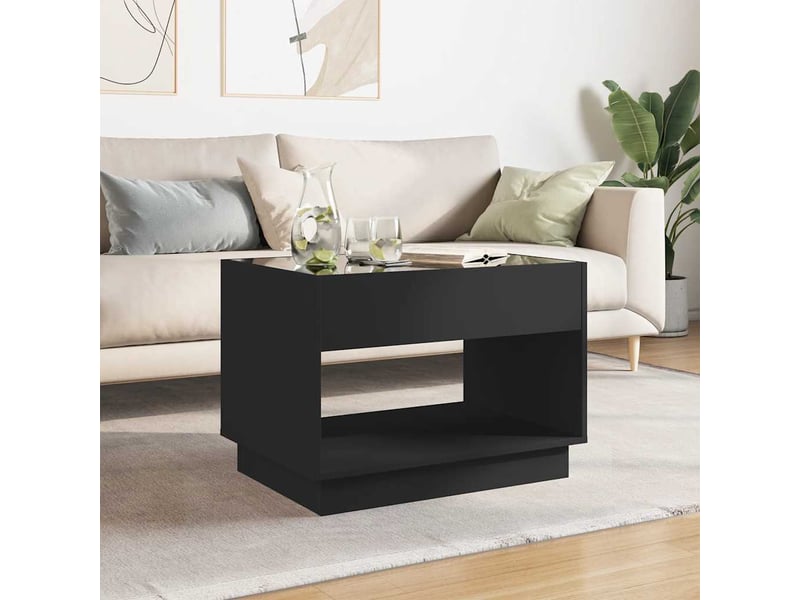 Table basse - table de salon - table à thé avec led infini noir 70x50x50 cm - Conforama C