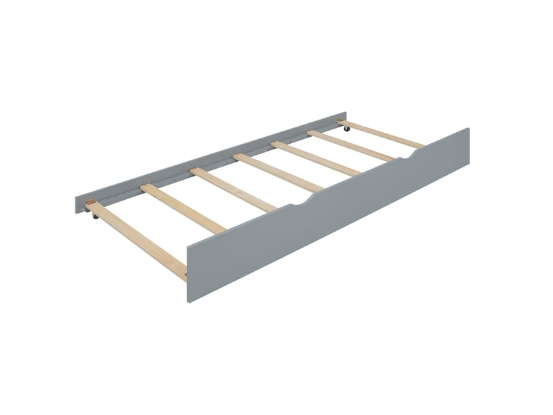  Lit enfant 90x200 cm avec lit gigogne, bureau et 3 étagères, gris, sans matelas  - Conforama E