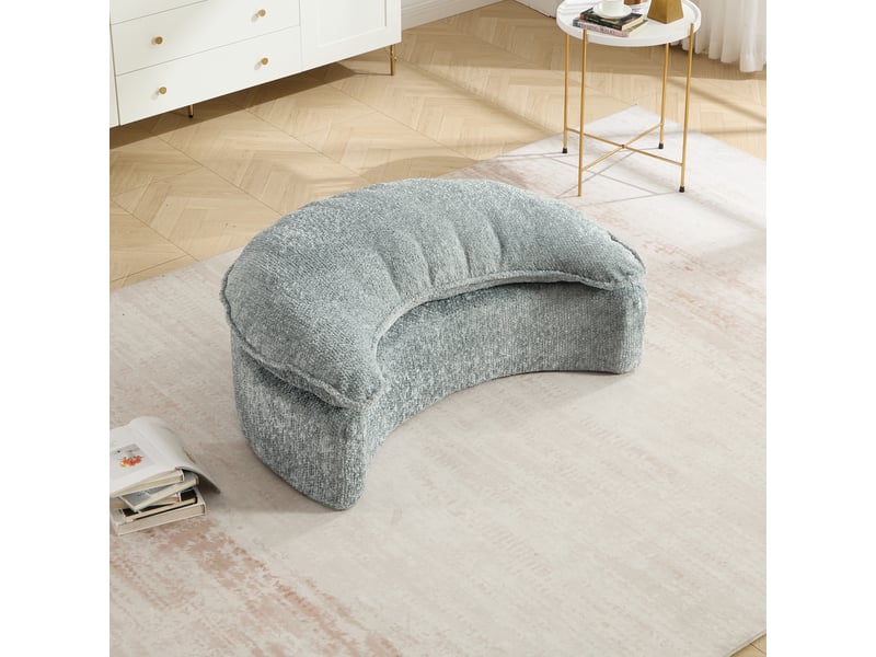 Canapé lounge xxl 1 place 190,5x138x63 cm, chaise longue ronde en polyester, assise profonde en mousse haute densité, coussins, sans montage, bleu - Conforama E