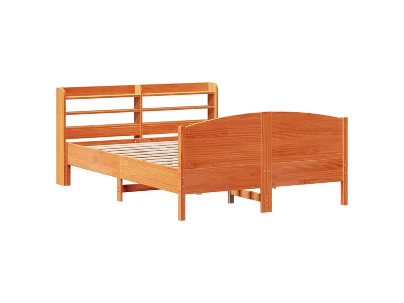 Lit double- lit adulte - cadre de lit sans matelas marron 135x190cm bois pin massif - Conforama B
