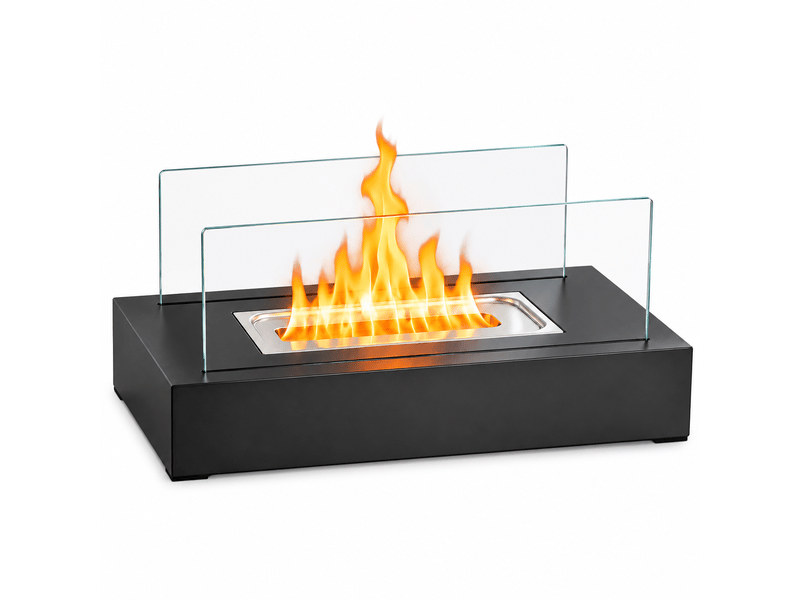  Zmh cheminée éthanol de table 35x18x15cm avec deux abat-jours en verre trempé  - Conforama A
