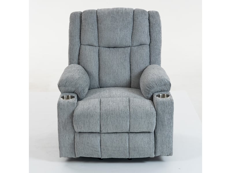  Fauteuil relax électrique en velours gris clair avec massage et fonction releveur W3478S00002 - Conforama A