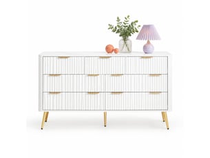 Commode 7 tiroir(s) LPOSPI coloris blanc largeur 145 cm